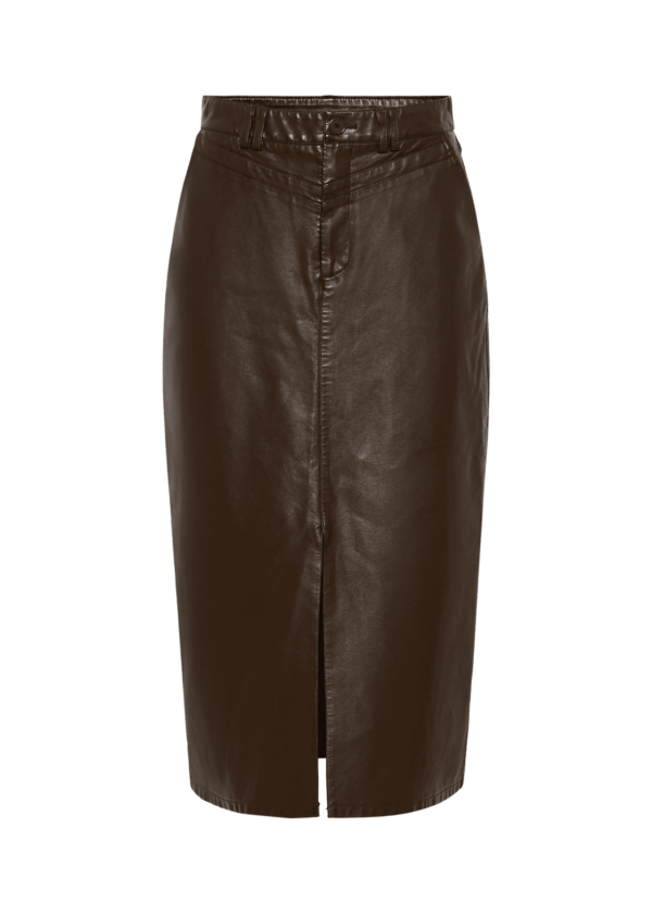 Nassia Leatherette Skirt Brown - Image 4