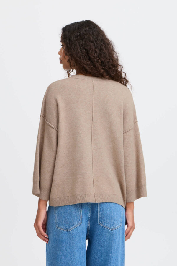 Ballia Button Front Cardigan Oatmeal - Image 4