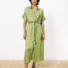 Estee Sateen Tie Dress Green