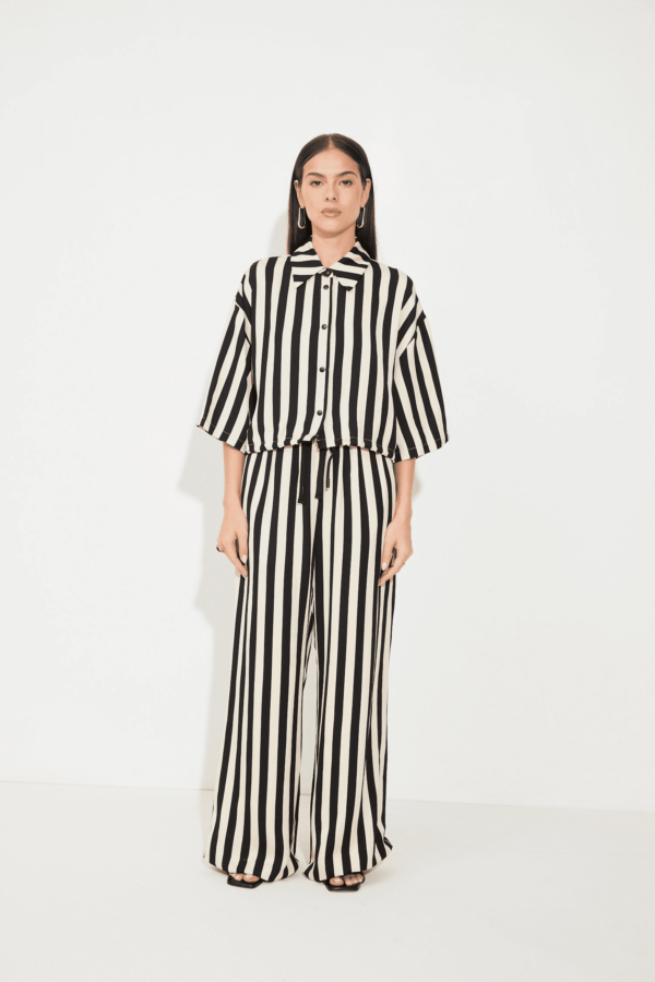 Lucie Stripe Shirt Cream/Black